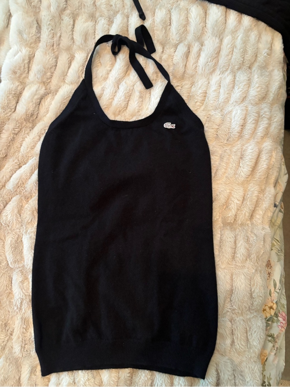 Lacoste Black Halter Knit Tank Top